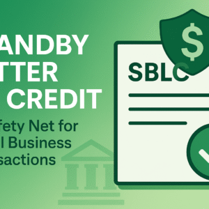 Illustration of a standby letter of credit document with a shield and checkmark, symbolizing financial security for small business transactions
