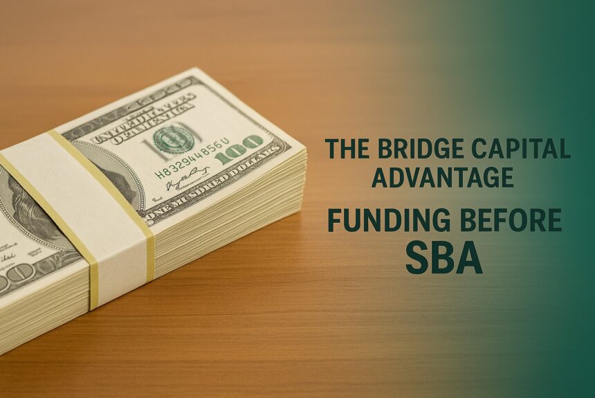 Stack of hundred-dollar bills symbolizing bridge capital funding before SBA loan approval