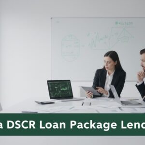 Professionals reviewing financial data in a clean modern office, representing DSCR loan analysis and underwriting preparation.