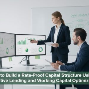 Professionals analyzing financial and working-capital data in a modern office environment.