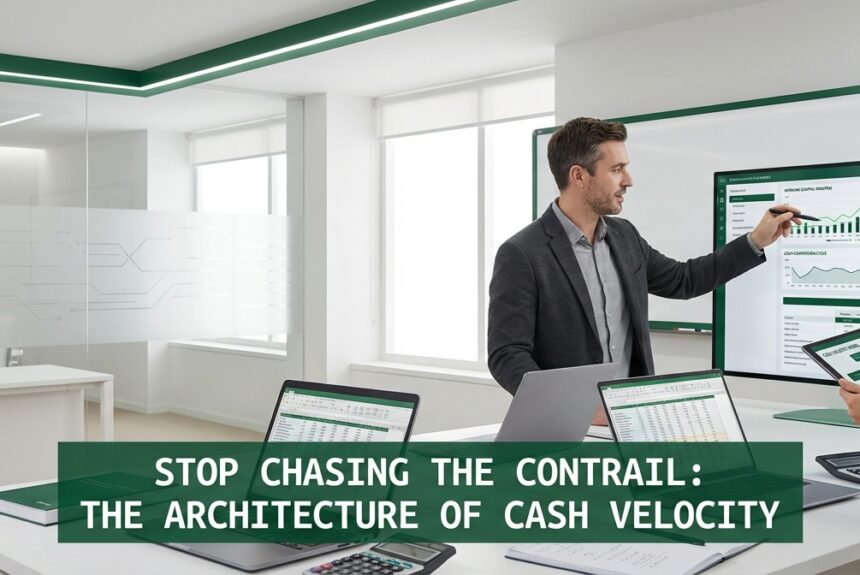 CFOs analyzing cash velocity and working capital strategy in a modern finance office