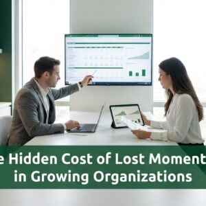 Leadership team reviewing operational cycle time and growth constraints in a minimalist office setting