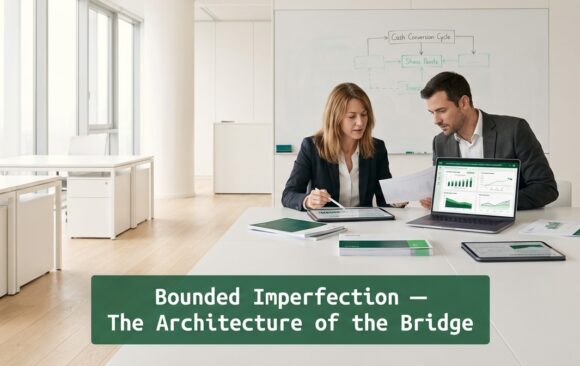 CFO team analyzing working capital stress and liquidity bridge strategy in modern office