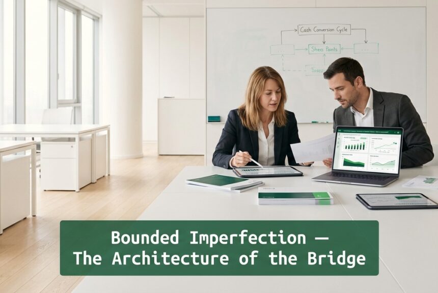 CFO team analyzing working capital stress and liquidity bridge strategy in modern office