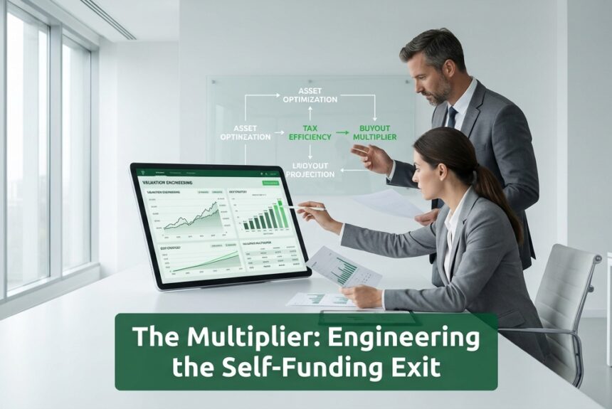 Strategic CFOs analyzing cash flow velocity and valuation mechanics in a modern office