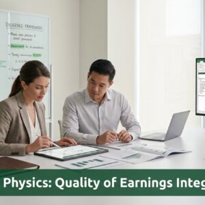 Institutional finance executives conducting exit planning and quality of earnings analysis in a modern office