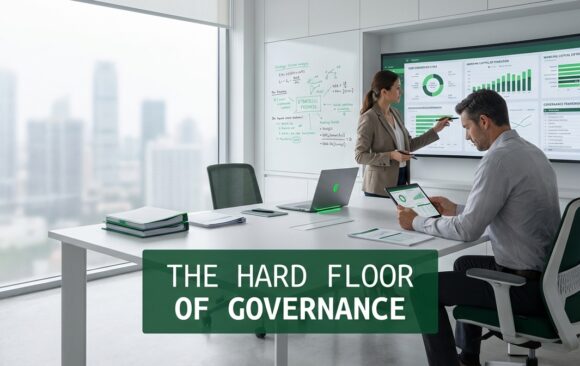 Executive team analyzing cash conversion cycle and working capital structure in a modern office