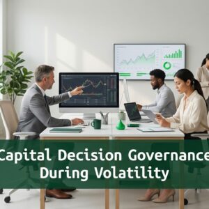 Finance executives analyzing capital governance strategy during market volatility