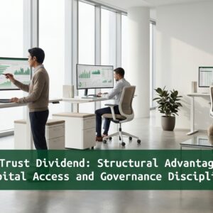 Finance executives analyzing capital strategy illustrating governance discipline and Trust Dividend advantage