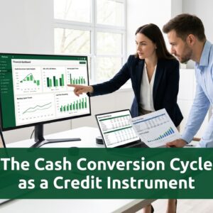 Professionals analyzing cash conversion cycle and working capital metrics in a modern finance office