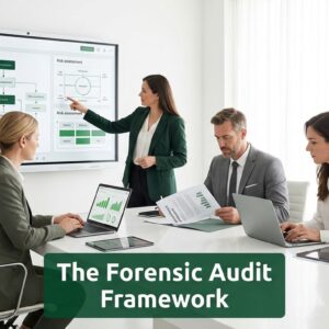 Professionals analyzing financial data in a modern office representing capital governance and decision-making framework