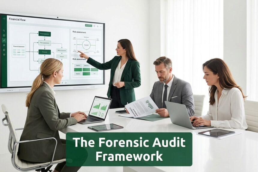 Professionals analyzing financial data in a modern office representing capital governance and decision-making framework