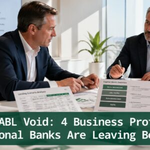 Senior finance professionals reviewing asset-based lending scenarios, capital stack models, and working capital data in a modern conference room