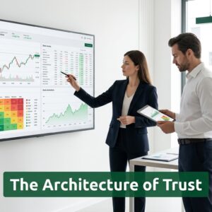 Professionals analyzing financial data in a modern office environment representing trust and capital market strategy