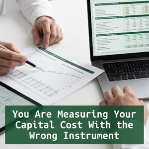 Close-up of finance professionals reviewing operating cycle metrics and capital cost analysis beyond APR using financial documents and digital tools