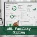 Finance professionals reviewing ABL facility sizing dashboards showing working capital cycle analysis, cash conversion metrics, and borrowing base forecasting