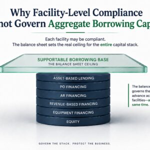 Facility-Level Compliance and Aggregate Borrowing Capacity Infographic showing a capital stack capped by the Supportable Borrowing Base, illustrating why facility-level compliance cannot govern aggregate borrowing capacity
