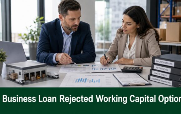 Business Loan Rejected Working Capital Options Business financing review meeting for working capital options after a bank loan rejection