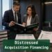 Professionals reviewing Article 9 and Section 363 distressed acquisition financing documents in a modern boardroom.